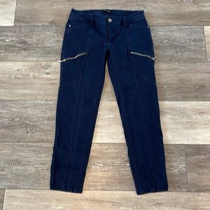 White House Black Market Skinny Crop With Zipper Pockets Navy Pants